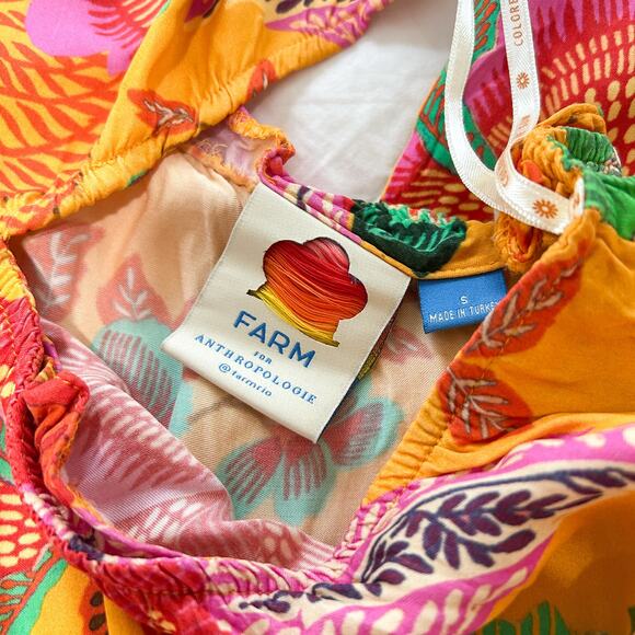 NWOT Anthropologie x Farm Rio Single Shoulder Cutout Maxi Dress S Yellow Floral - Picture 8 of 10